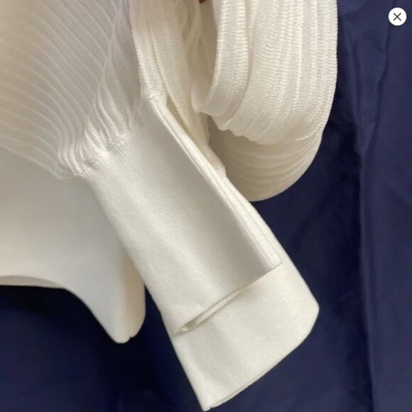 NEW REISS Sloane tie neck sheer sleeve knit top - Picture 7 of 9